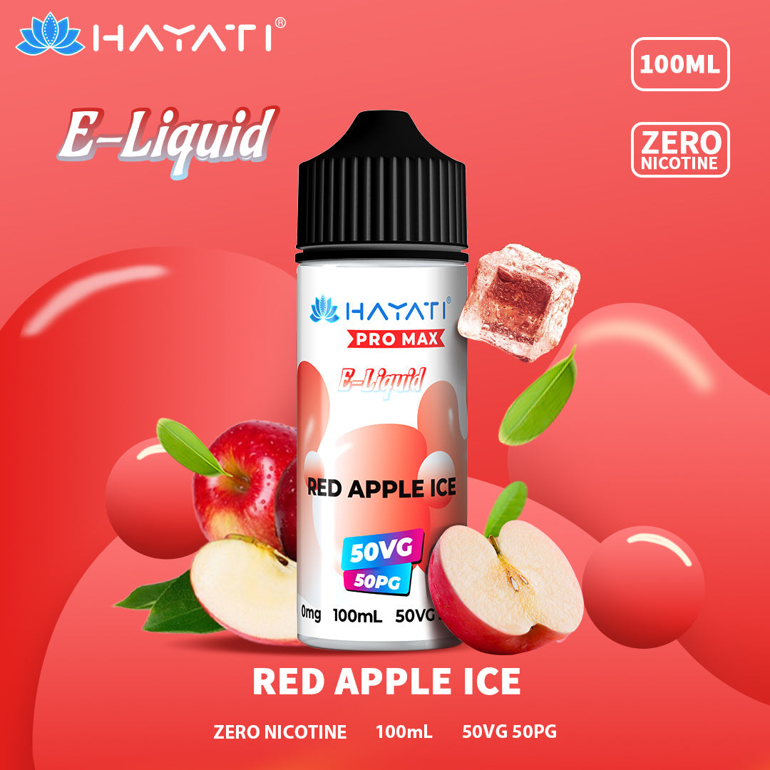 Hayati Pro Max Red Apple Ice 50/50 100ml shortfill e-liquid bottle
