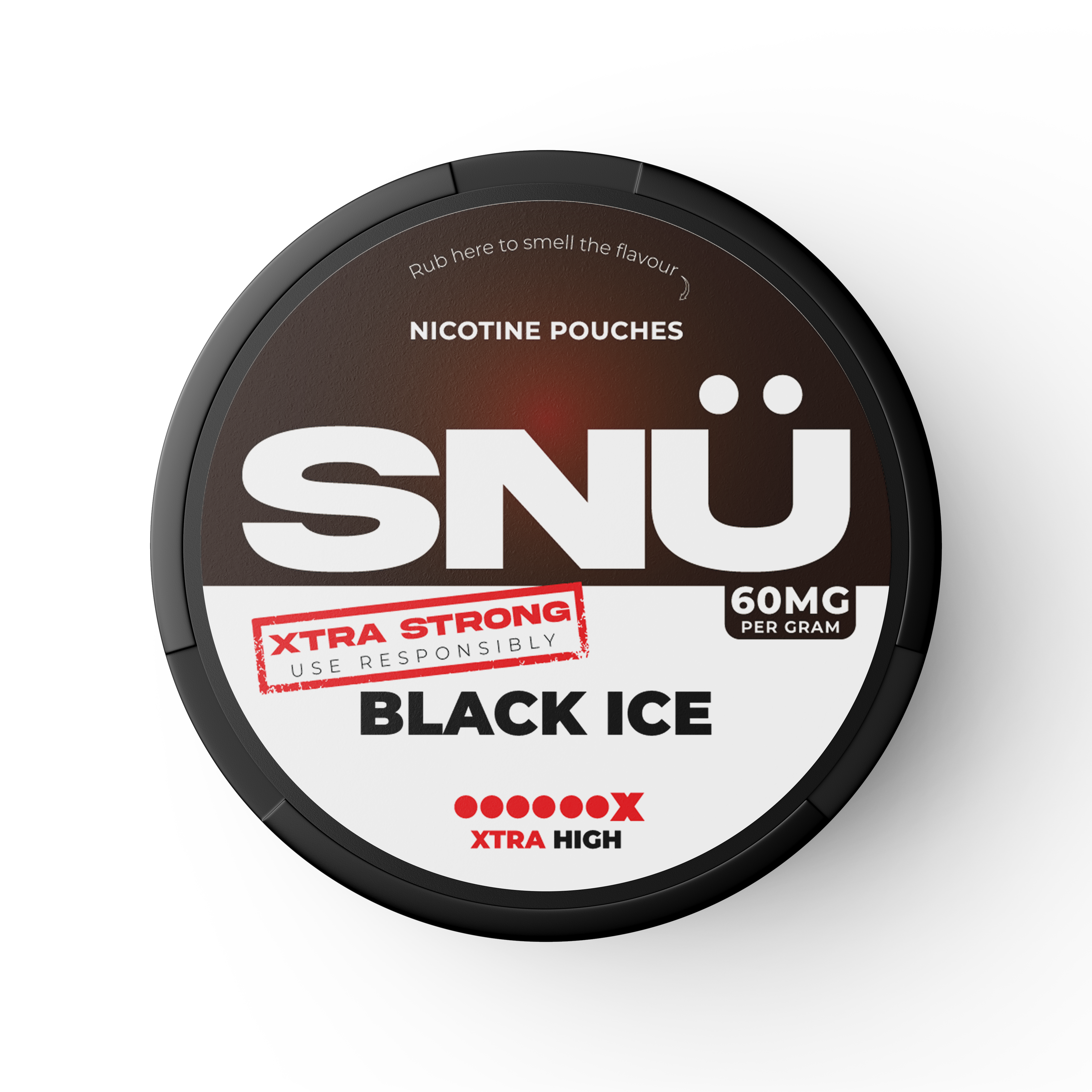 SNU Black Ice Nicotine Pouches – Xtra High – 60mg/g (45mg per pouch) – 20 pouches