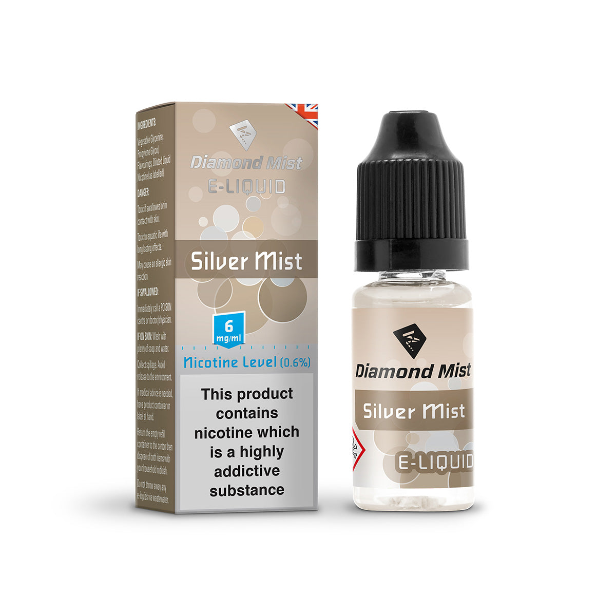 Diamond Mist Silver Mist e-liquid 10ml 6mg bottle