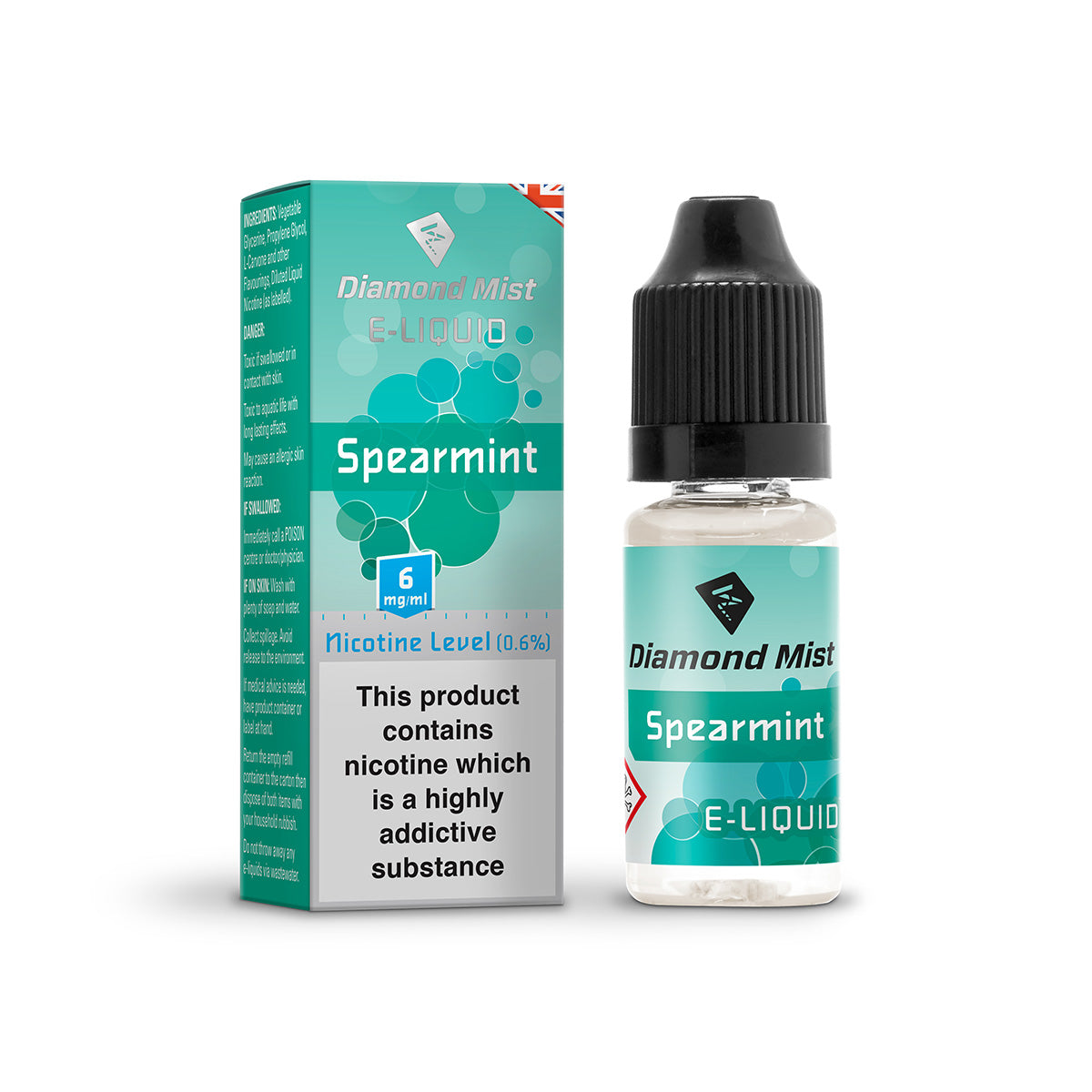 Diamond Mist Spearmint e-liquid 10ml 6mg bottle