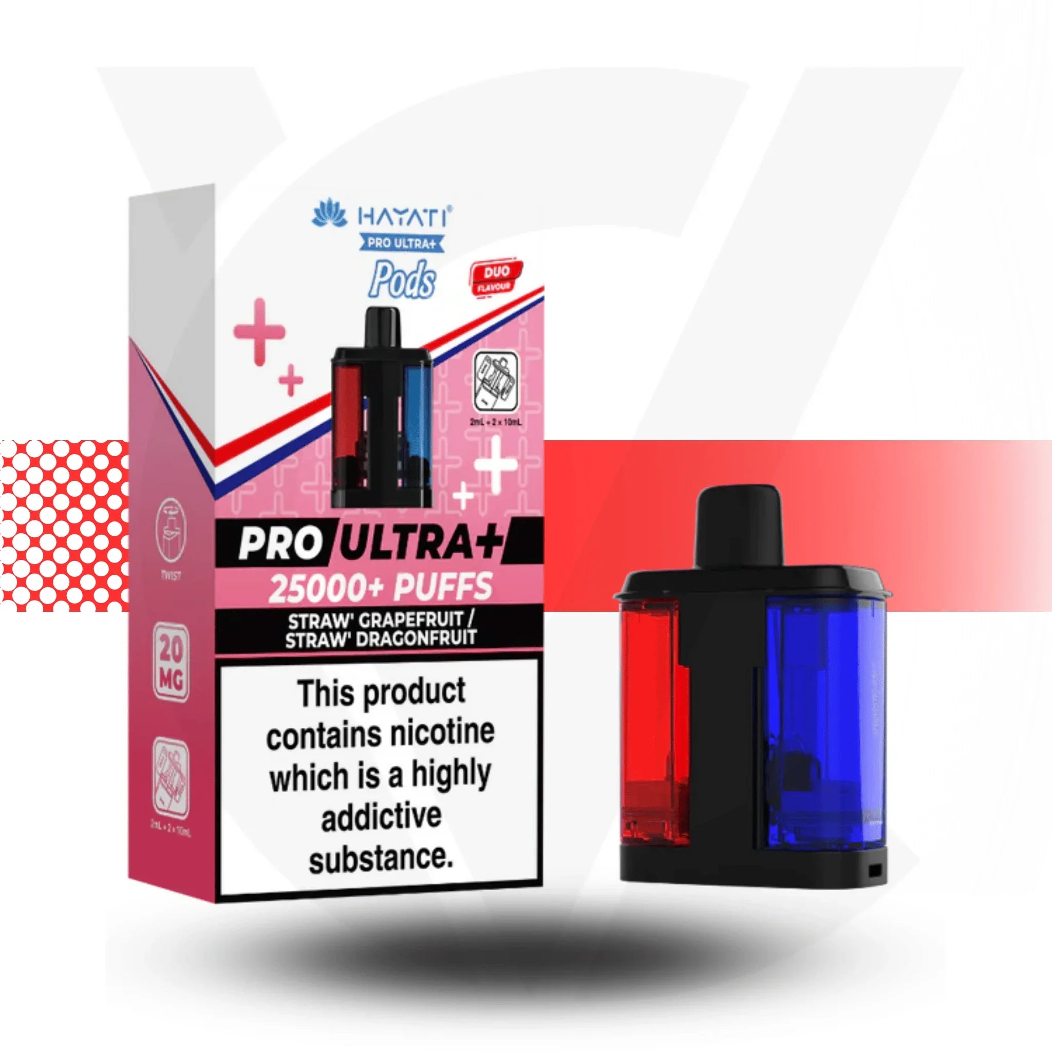 Hayati Pro Ultra Plus 25000 Straw' Grapefruit / Straw' Dragonfruit prefilled pods 20mg