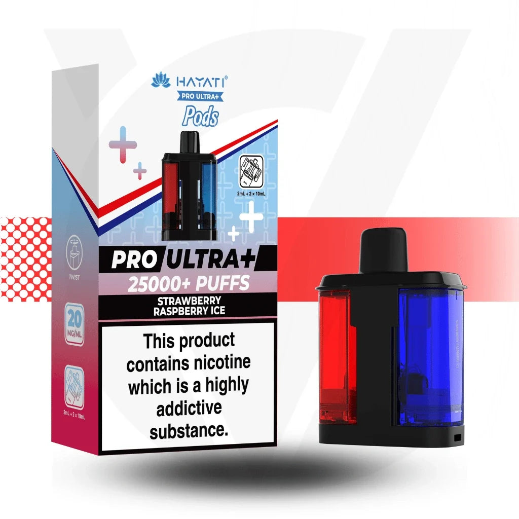 Hayati Pro Ultra Plus 25000 Strawberry Raspberry Ice prefilled pods 20mg