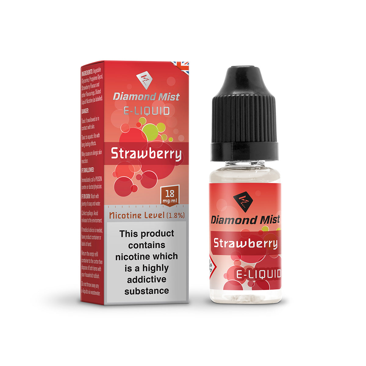 Diamond Mist Strawberry e-liquid 10ml 18mg bottle