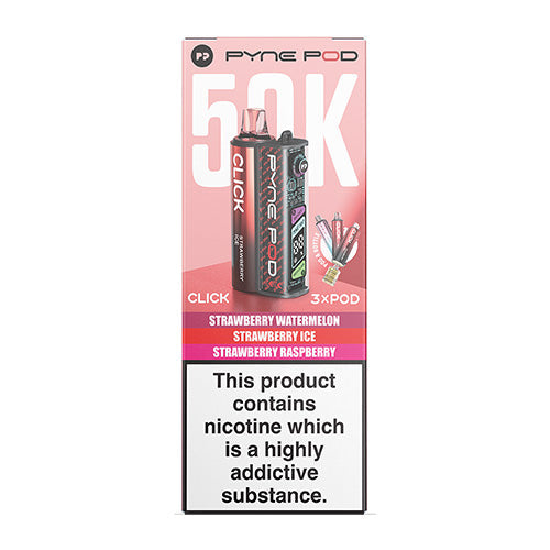 Pyne Pod Click 50K Strawberry Edition prefilled pod vape kit box – 20mg