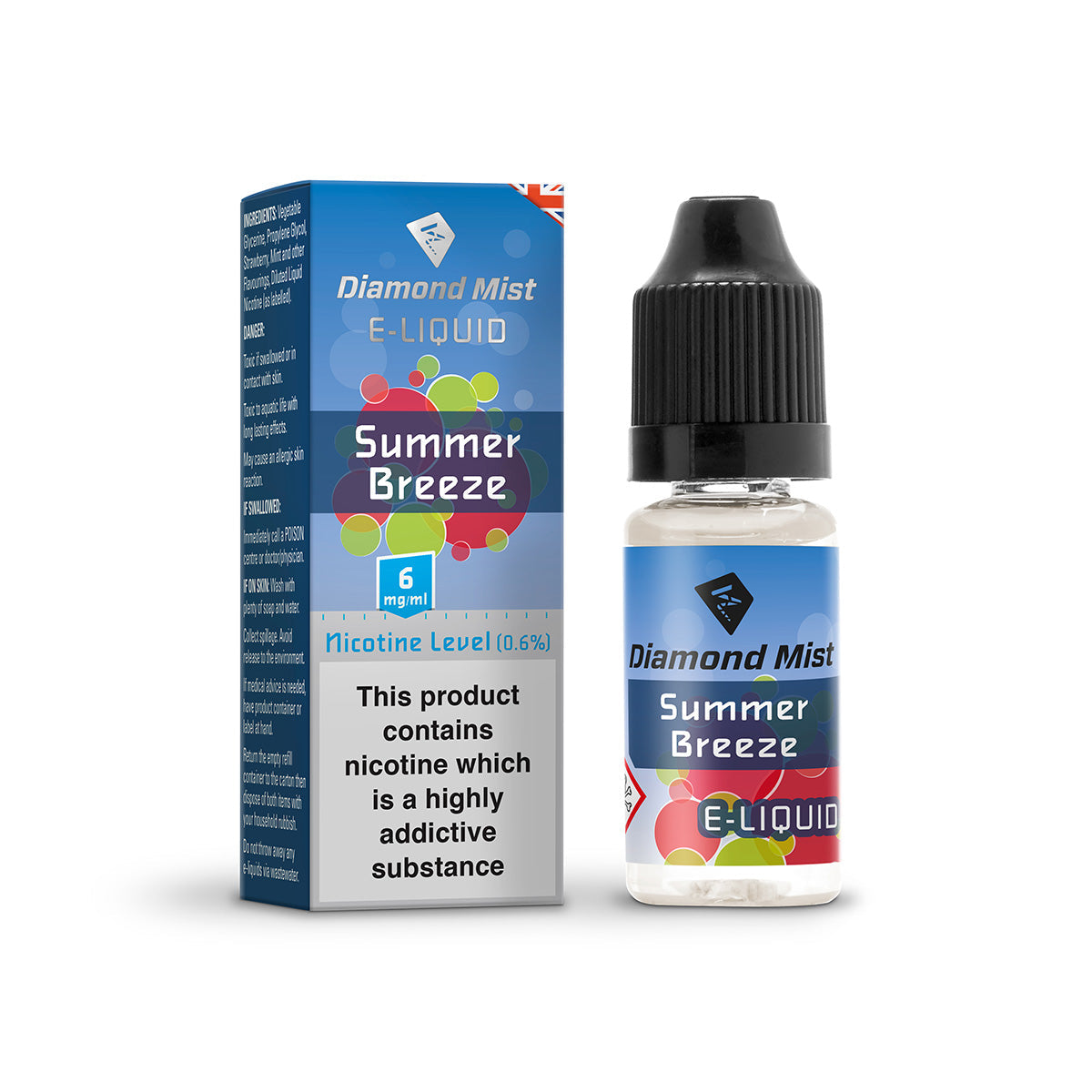 Diamond Mist Summer Breeze e-liquid 10ml 6mg bottle
