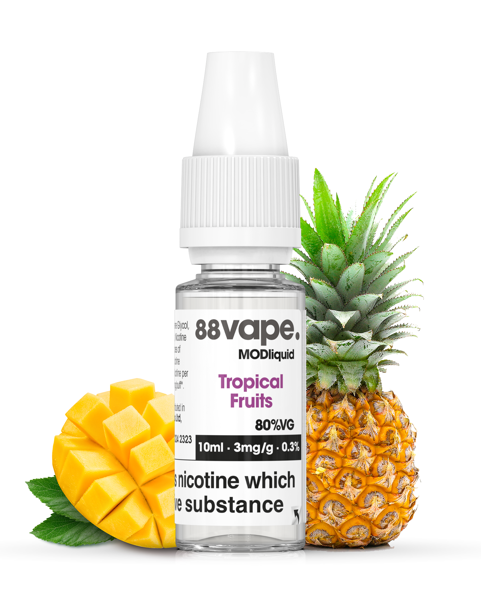 88Vape Tropical Fruits 80VG E-Liquid 3 x 10ml – 3mg; official bottle image
