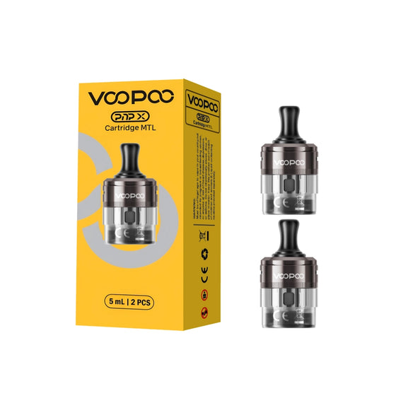 VOOPOO PnP-X XL 5ml Empty Replacement Pod Cartridges (Pack of 2) – MTL Silver shell · XL 5ml · Pack of 2