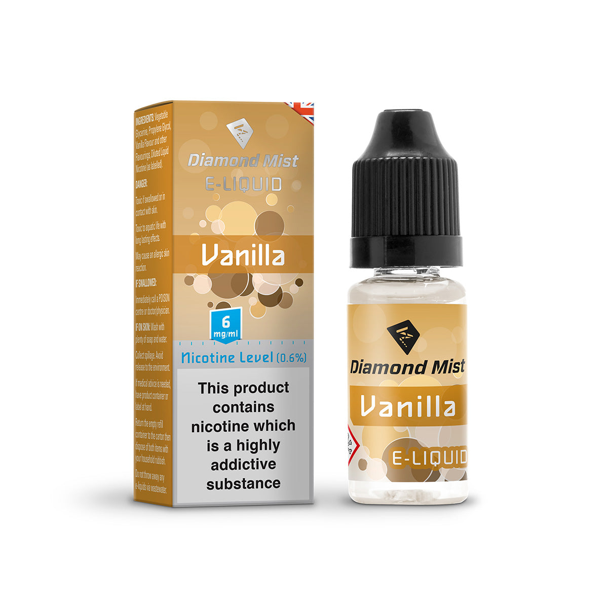 Diamond Mist Vanilla e-liquid 10ml 6mg bottle
