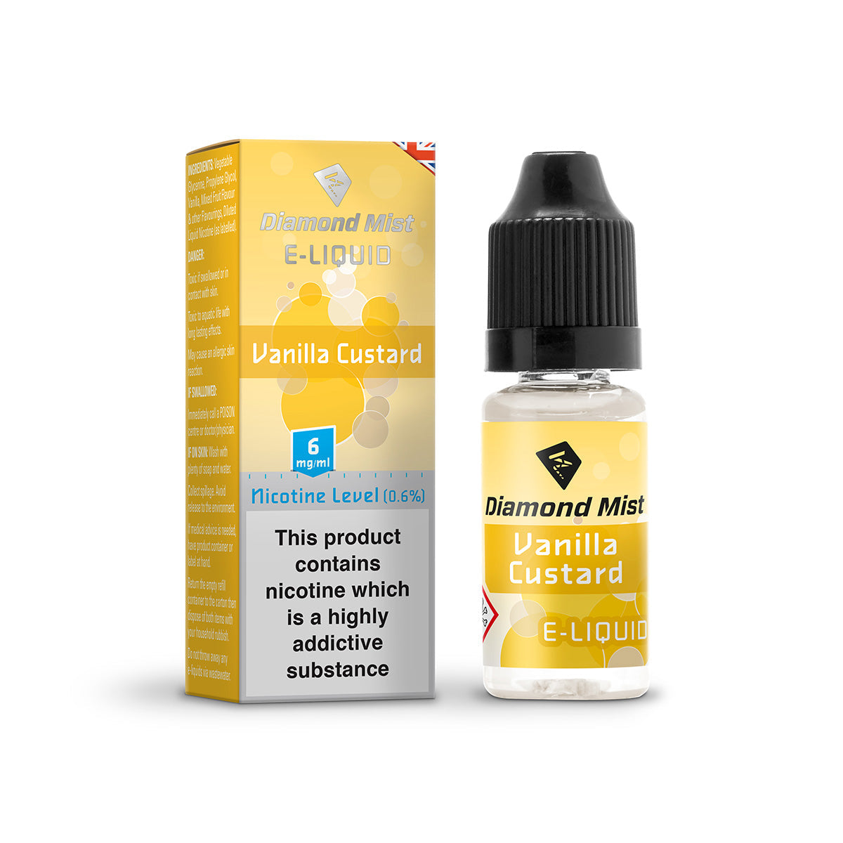 Diamond Mist Vanilla Custard e-liquid 10ml 6mg bottle