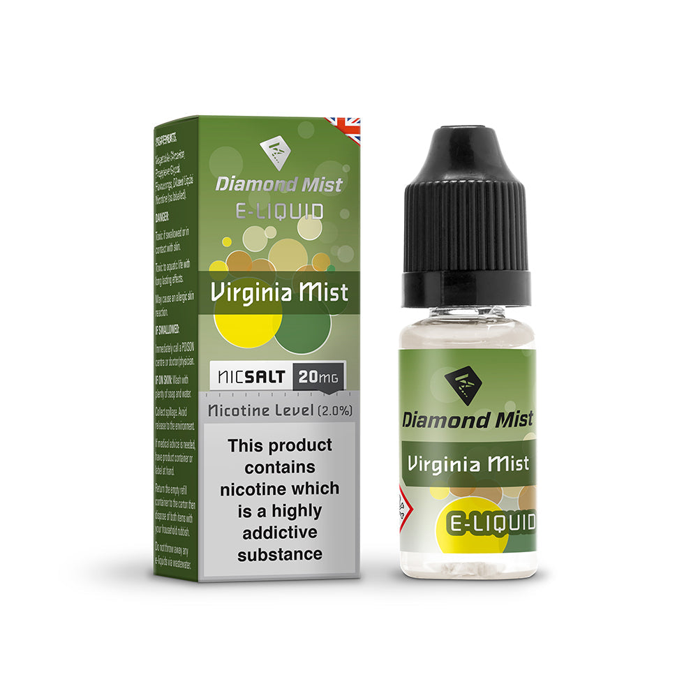 Diamond Mist Virginia Mist nic salt e-liquid 10ml 20mg bottle