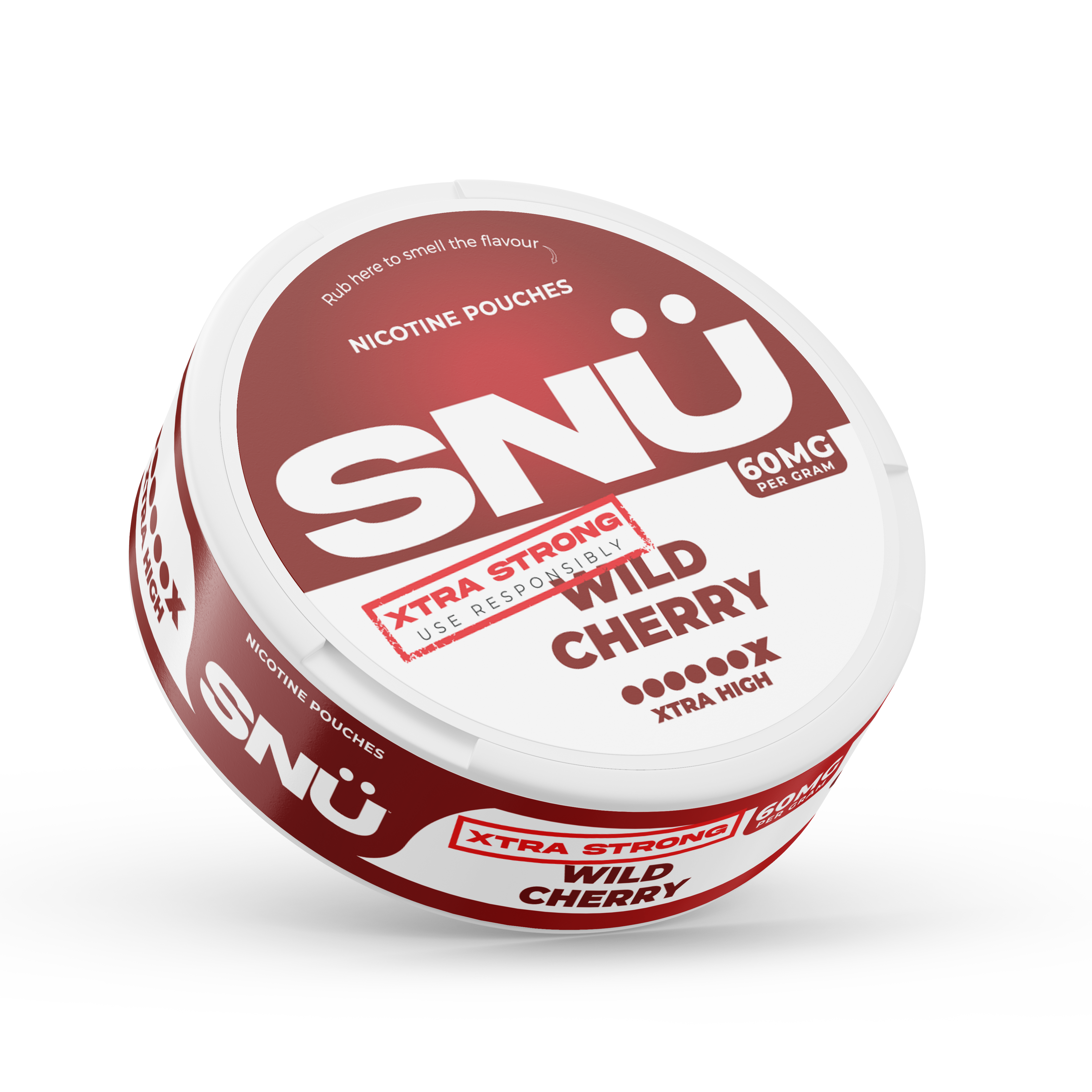 SNU Wild Cherry Nicotine Pouches – Xtra High – 60mg/g (45mg per pouch) – 20 pouches