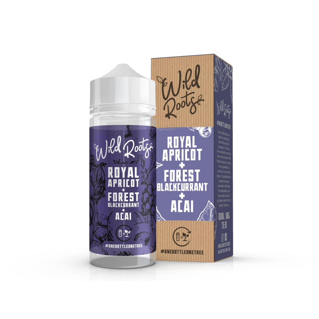 Wild Roots Royal Apricot, Forest Blackcurrant & Acai 100ml 0mg shortfill e-liquid bottle