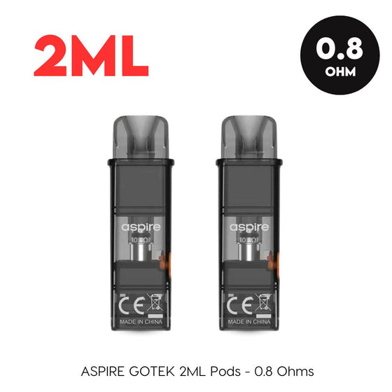 Aspire Gotek 2ml Replacement Pods 0.8Ω (Pack of 2) – 0.8Ω · 2ml · Pack of 2