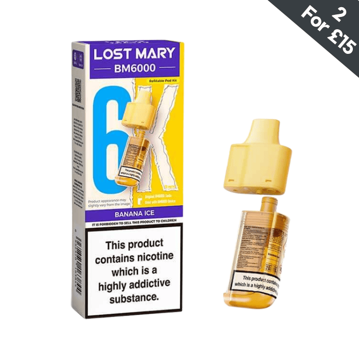 Lost Mary BM6000 Banana Ice 20mg replacement pod and refill container