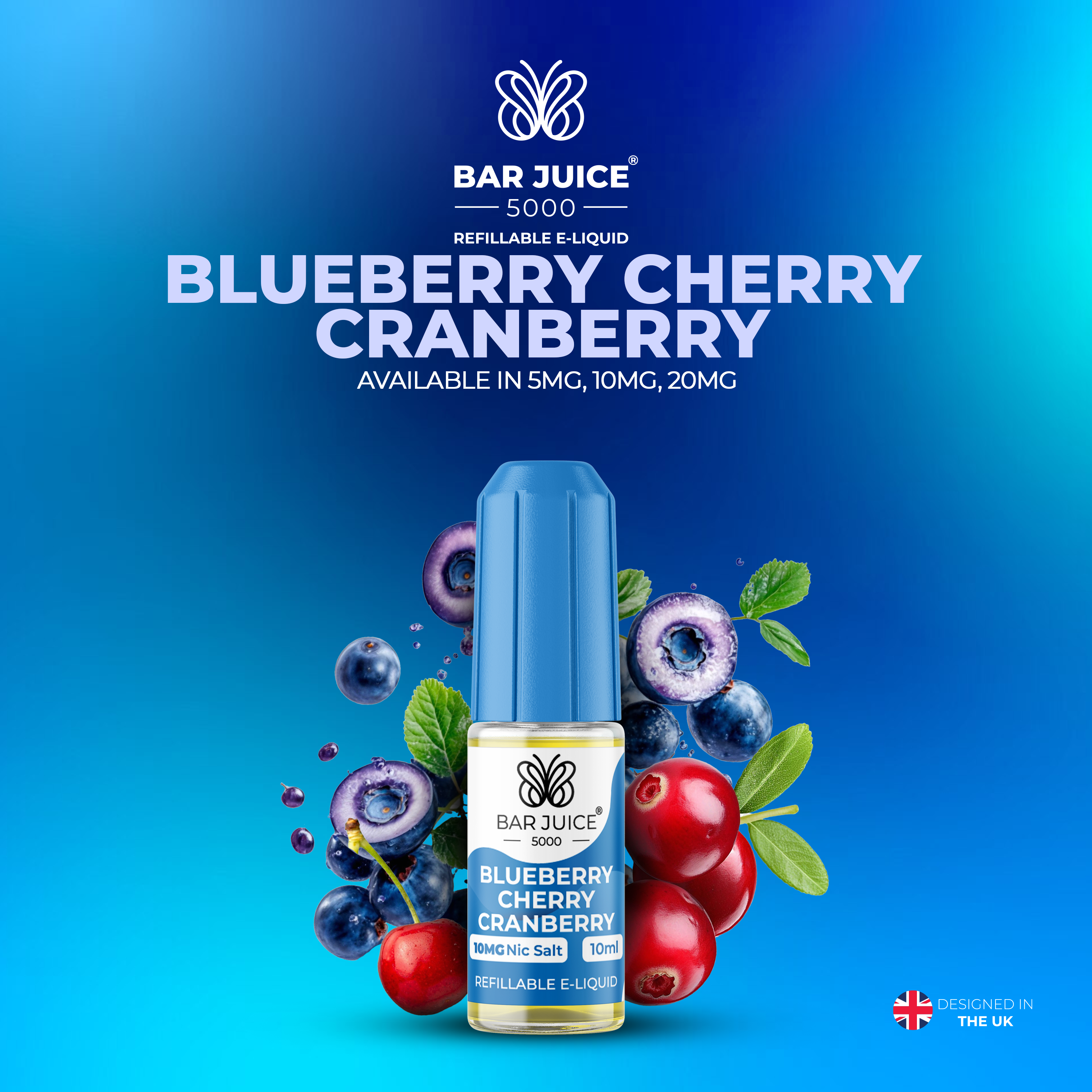 Bar Juice 5000 Blueberry Cherry Cranberry Nic Salt E-Liquid 10ml