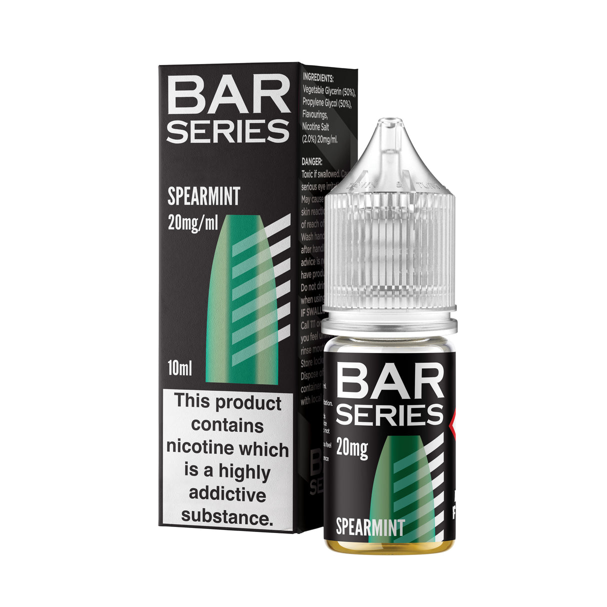 Bar Salts Spearmint 20mg nic salt e-liquid 10ml bottle and box