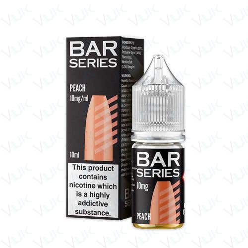 Bar Series Peach 10mg nic salt e-liquid 10ml bottle and box