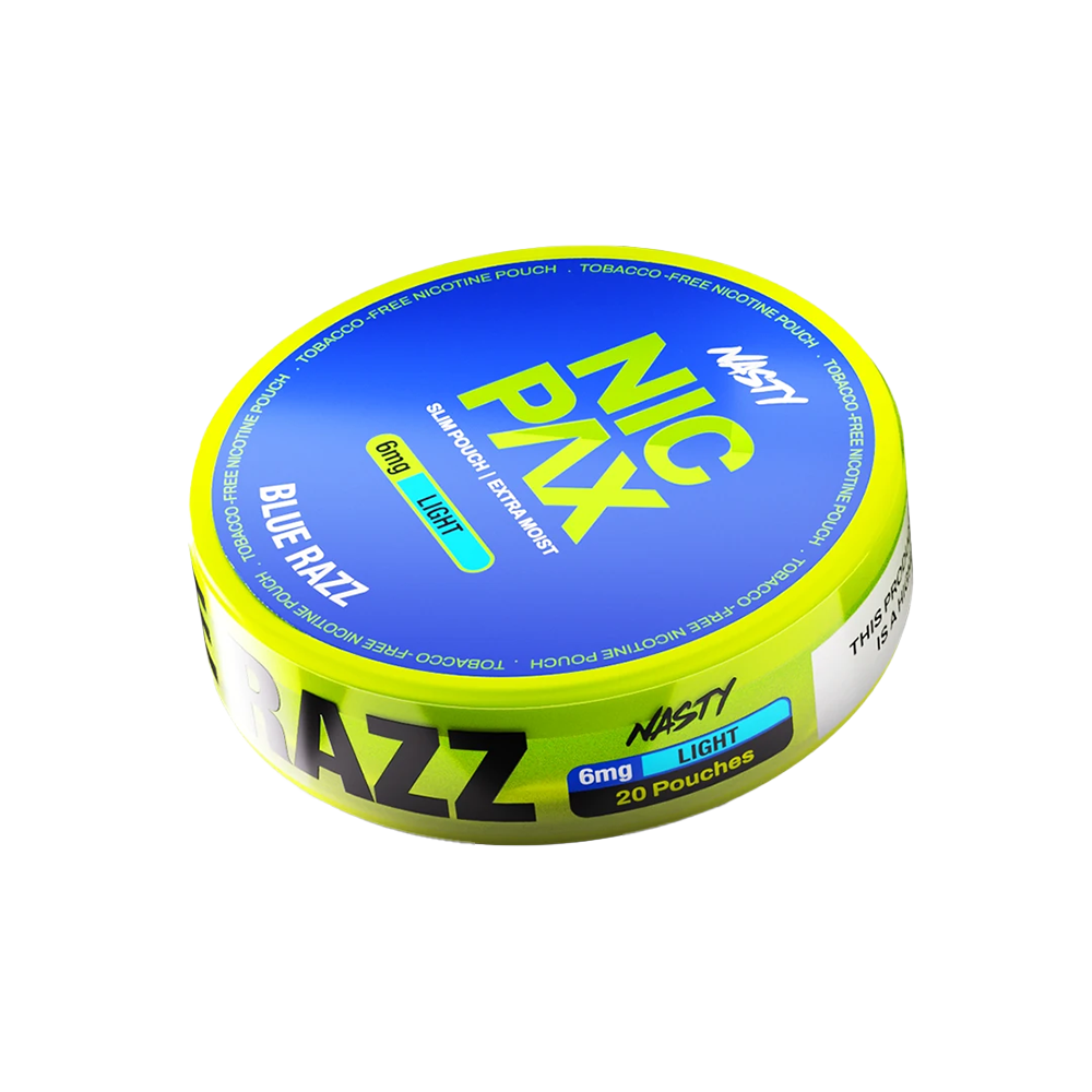 Nasty Nic Pax Blue Razz Nicotine Pouches – 30mg per pouch – 20 pouches