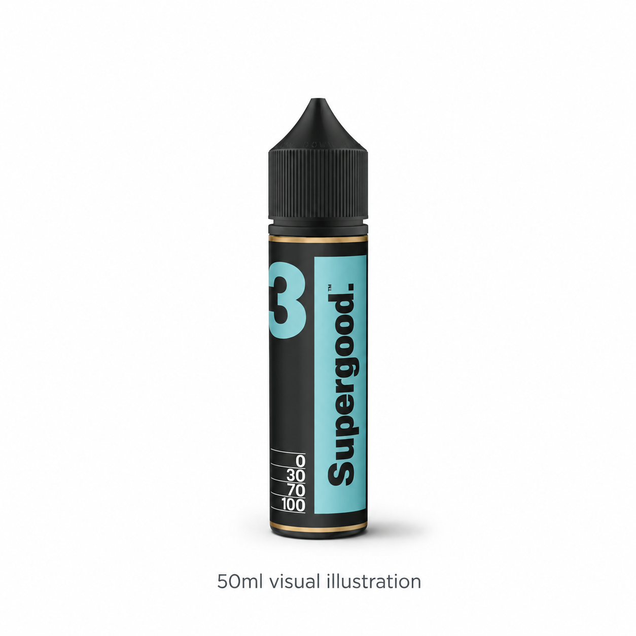 Illustration of Supergood Butter 03 50ml dessert shortfill e-liquid bottle, lemon sponge, blueberry and buttercream; actual packaging may vary