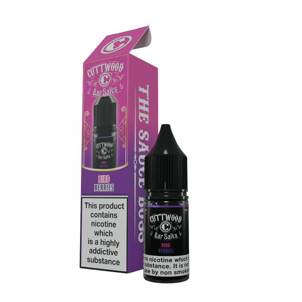 Cuttwood Bar Salts Bird Berries 10ml nicotine salt e-liquid bottle and box