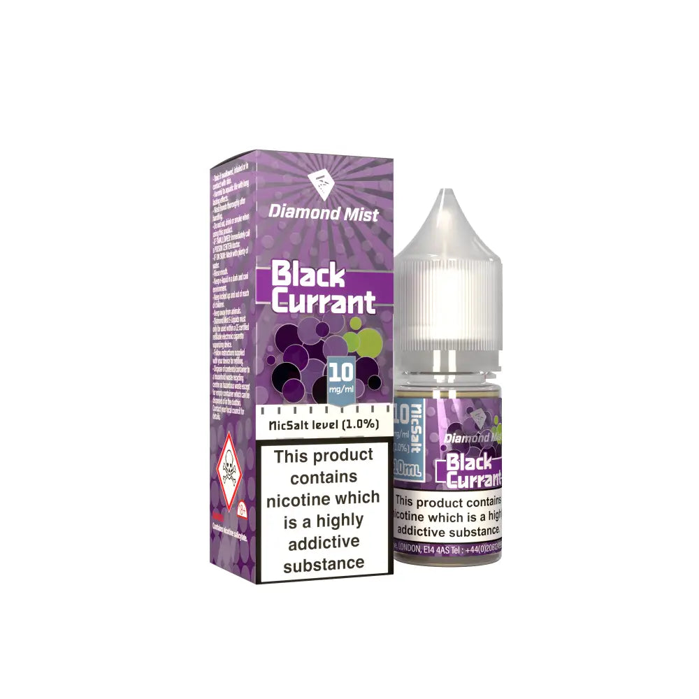 Diamond Mist Blackcurrant nic salt e-liquid 10ml 10mg bottle