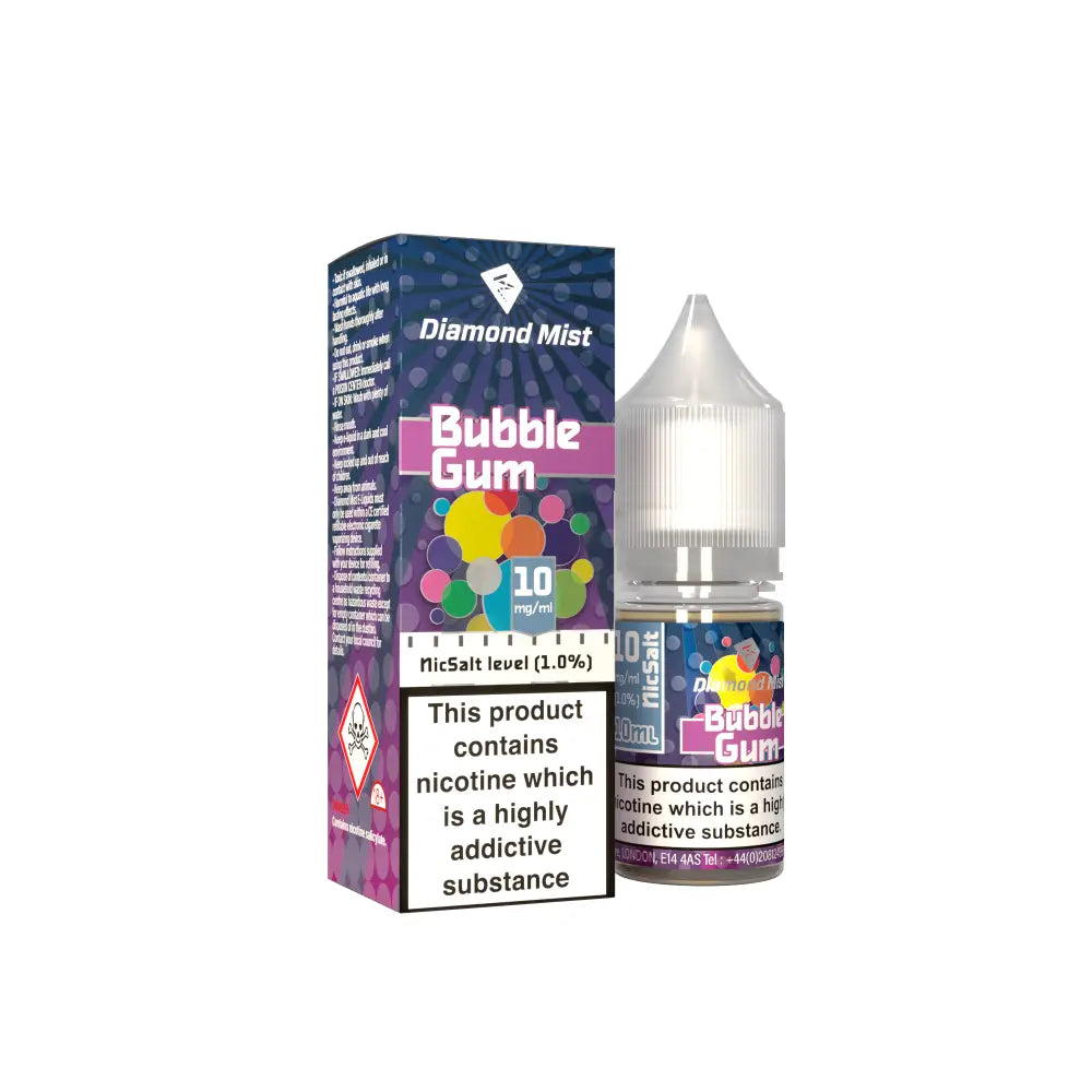 Diamond Mist Bubble Gum nic salt e-liquid 10ml 10mg bottle
