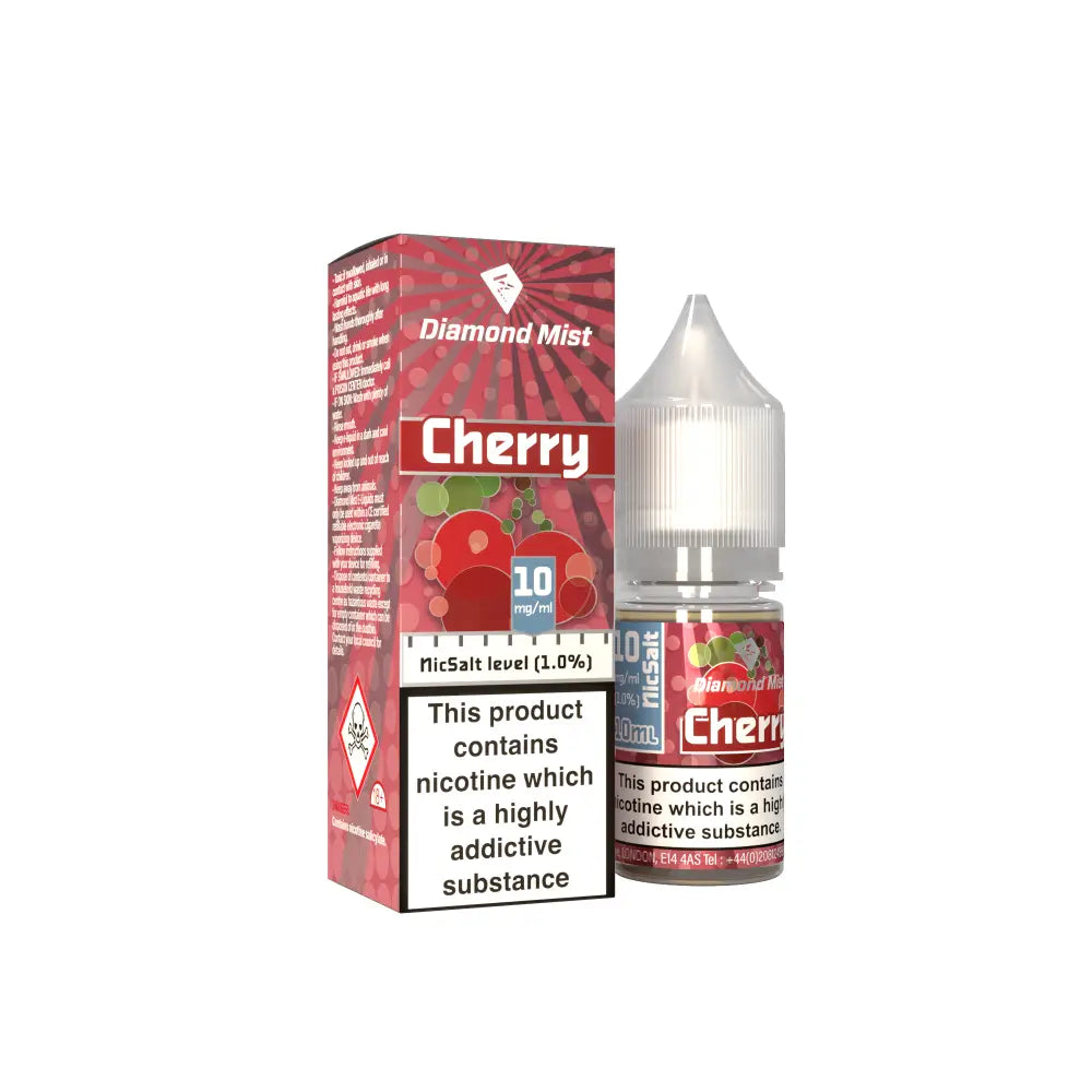 Diamond Mist Cherry nic salt e-liquid 10ml 10mg bottle