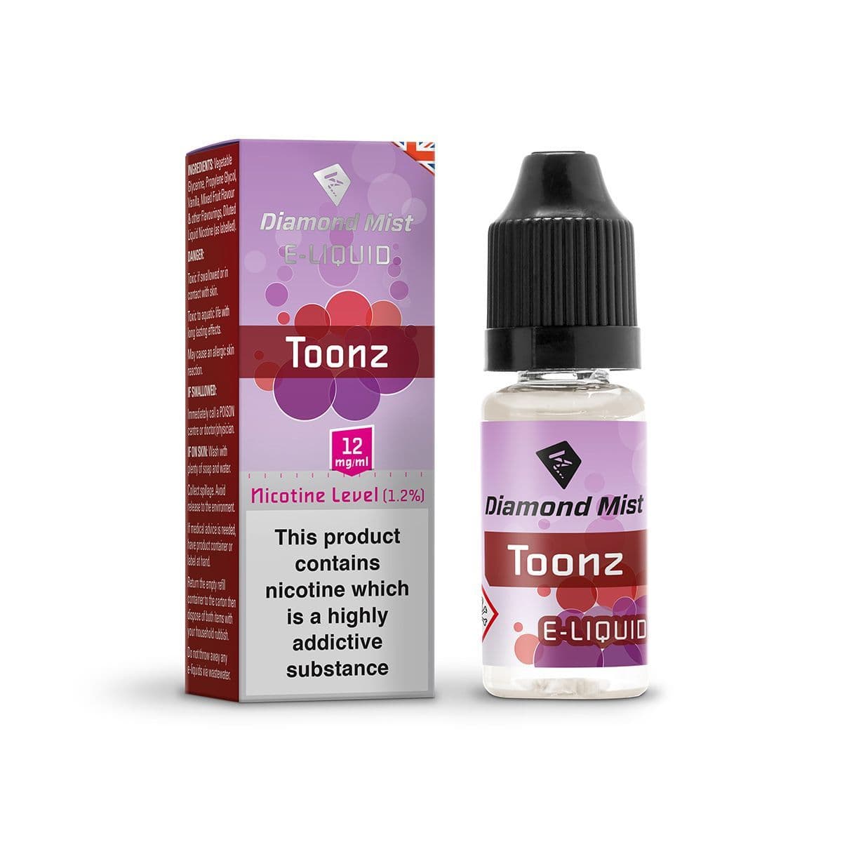 Diamond Mist Toonz 12mg Cherry Menthol E-Liquid 10ml bottle