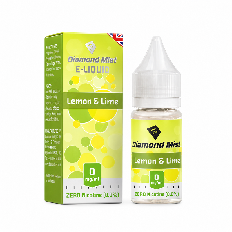 Diamond Mist Lemon & Lime e-liquid 10ml 0mg bottle