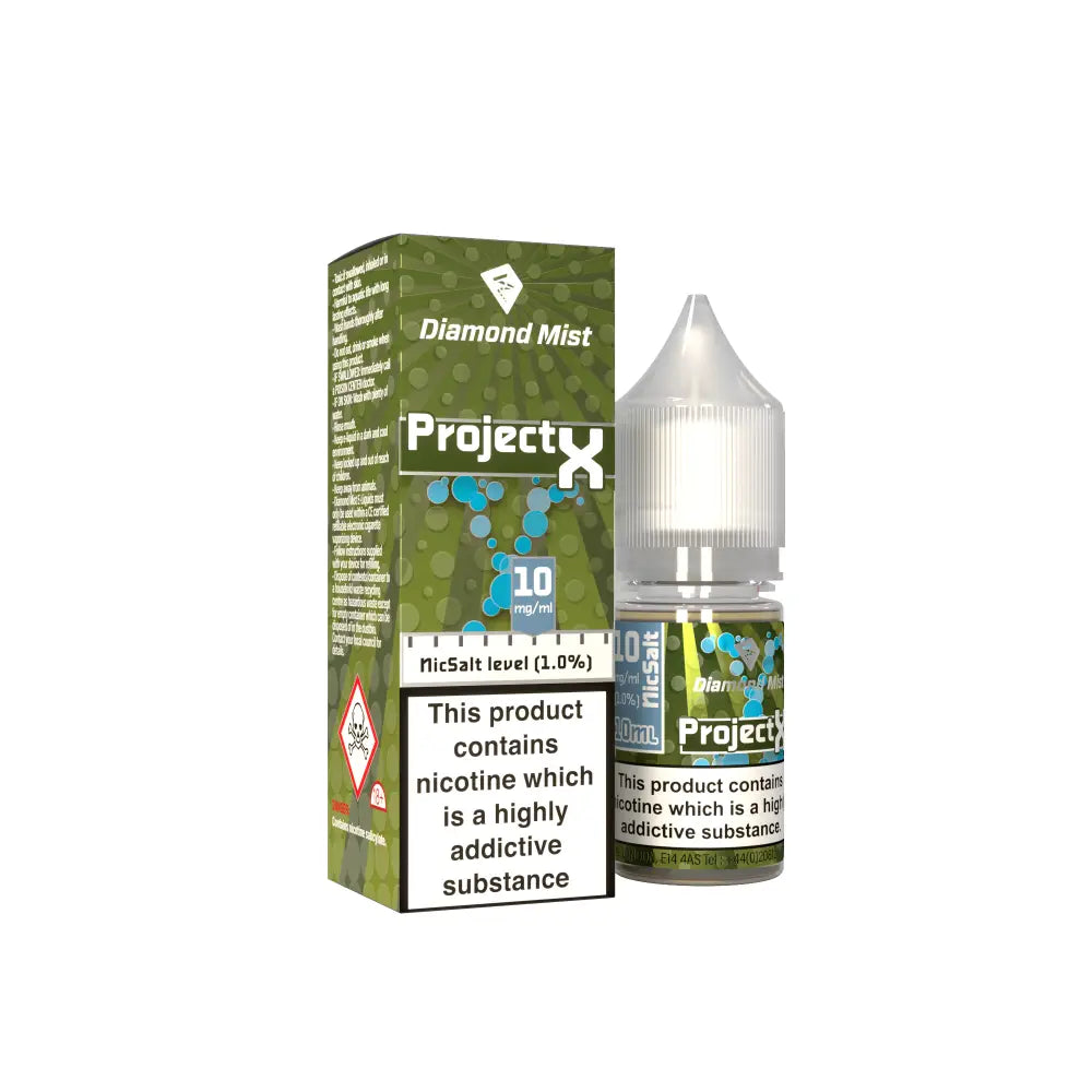 Diamond Mist Project X nic salt e-liquid 10ml 10mg bottle