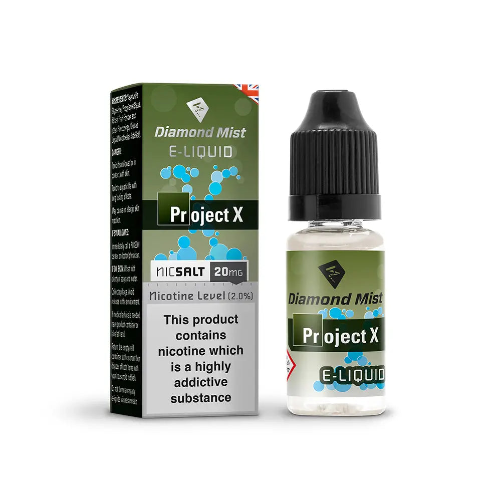 Diamond Mist Project X nic salt e-liquid 10ml 20mg bottle