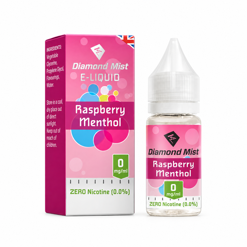 Diamond Mist Raspberry Menthol e-liquid 10ml 0mg bottle