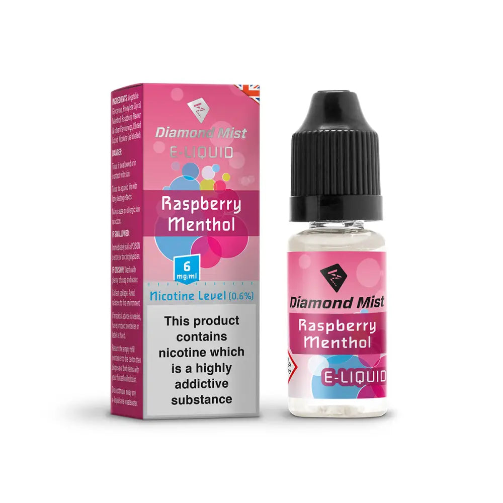 Diamond Mist Raspberry Menthol e-liquid 10ml 6mg bottle