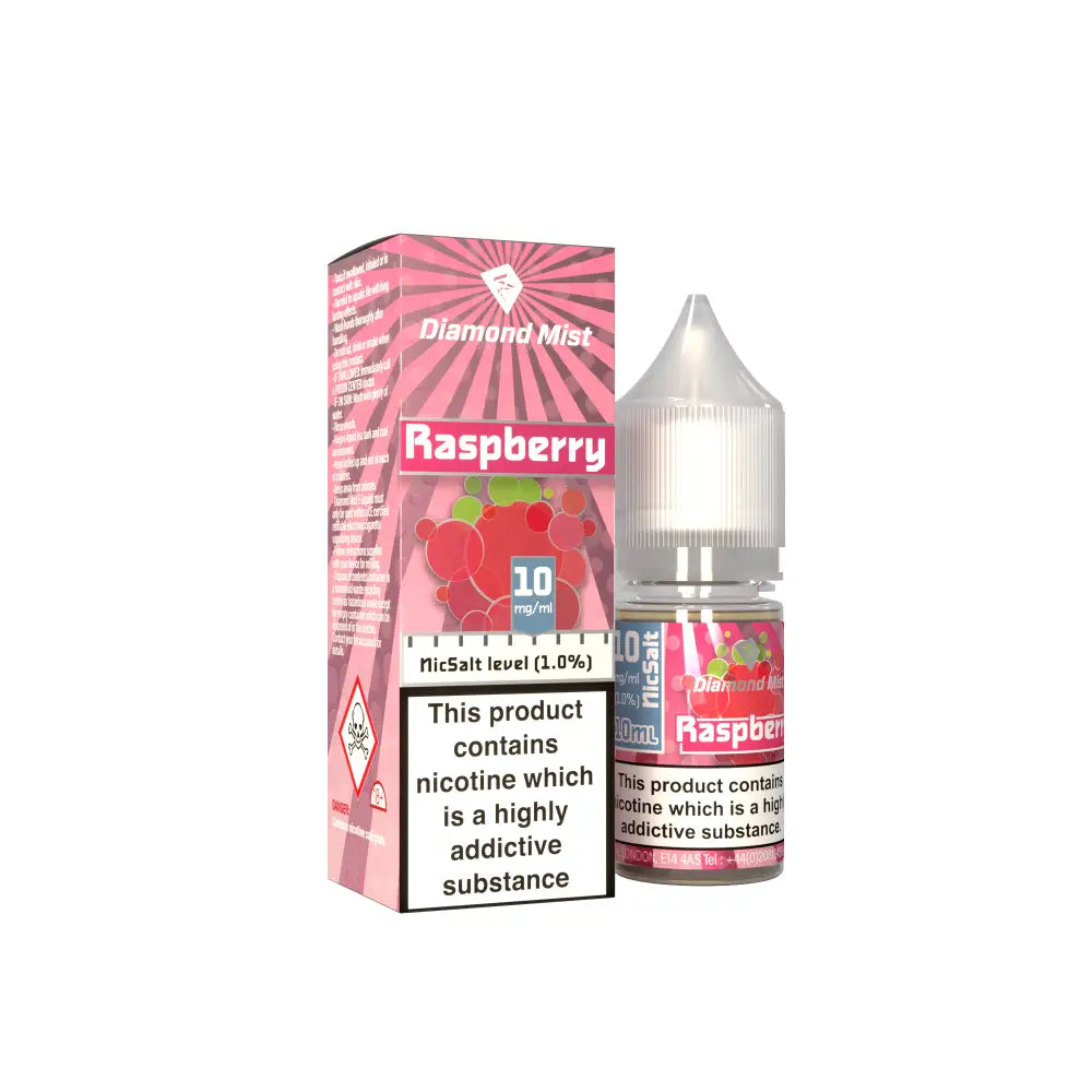Diamond Mist Raspberry nic salt e-liquid 10ml 10mg bottle