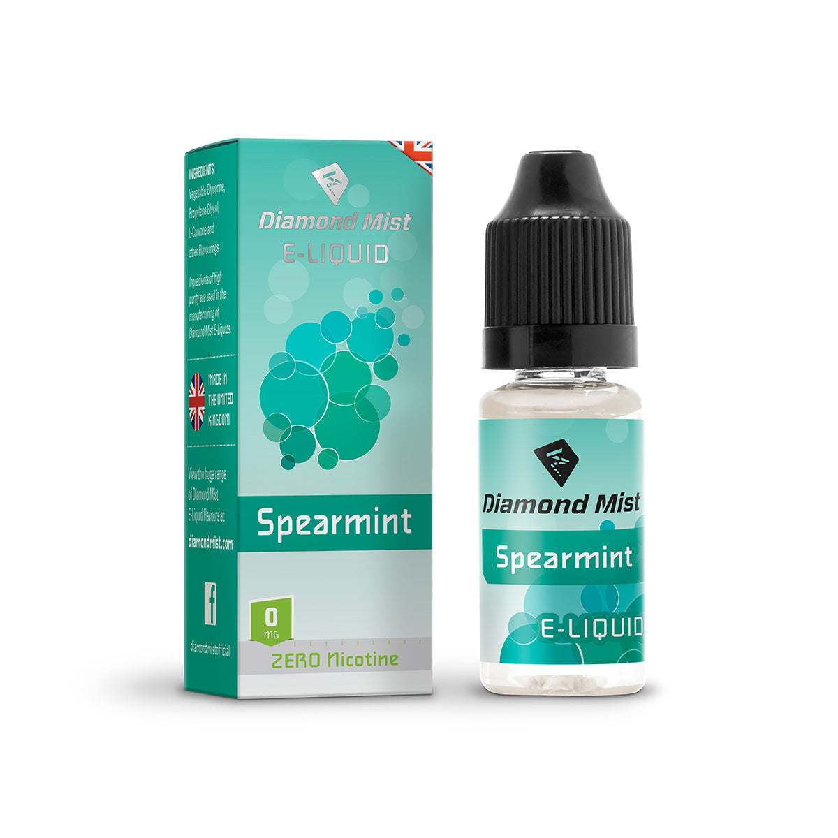 Diamond Mist Spearmint 0mg e-liquid 10ml bottle and box