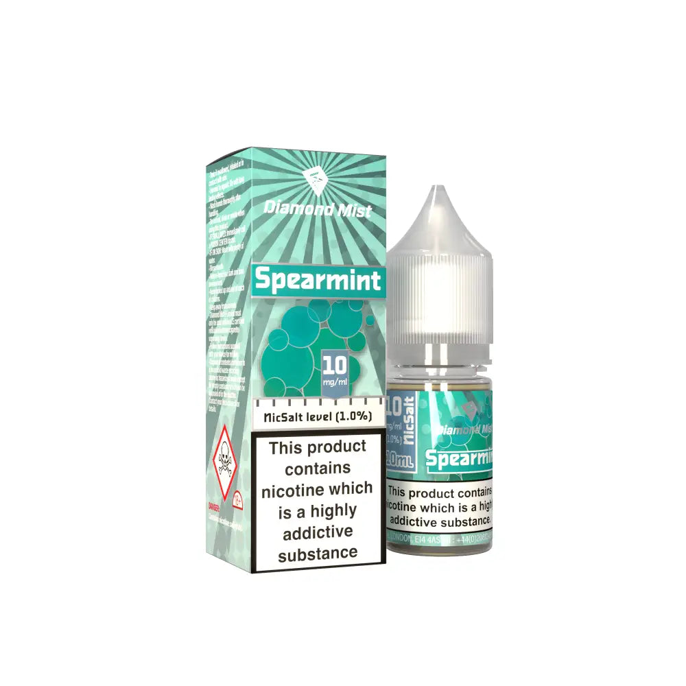 Diamond Mist Spearmint nic salt e-liquid 10ml 10mg bottle