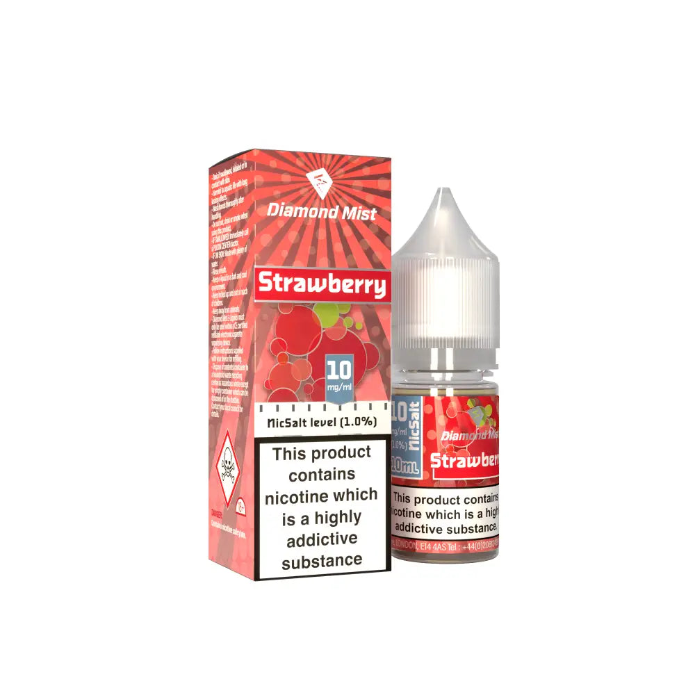 Diamond Mist Strawberry nic salt e-liquid 10ml 10mg bottle