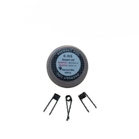 Diamond Mist Serpent 0.30 ohm pre-made vape coils, tub of 10