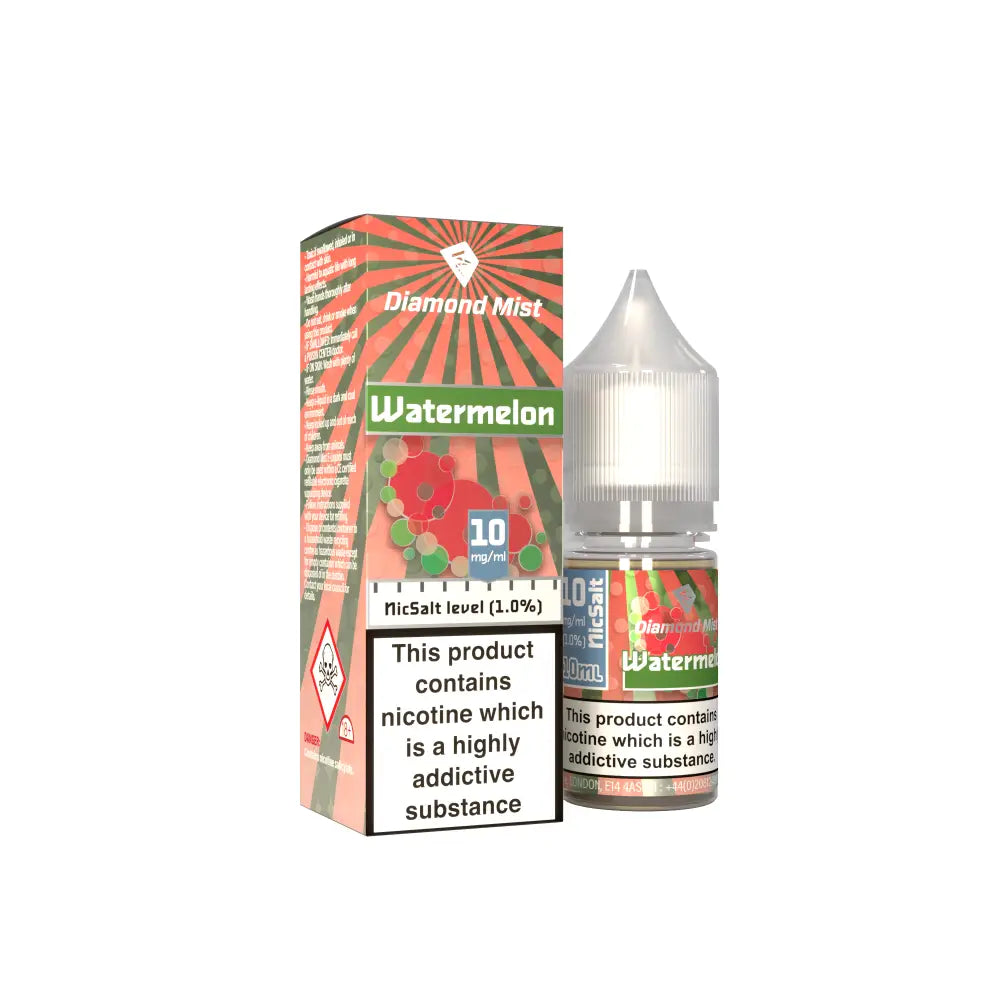 Diamond Mist Watermelon nic salt e-liquid 10ml 10mg bottle