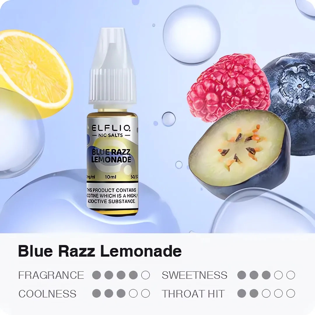 fizzy lemonade vape juice Elfliq Nic Salts: Blue Razz Lemonade, Fruity Vape Juice, 10mg
