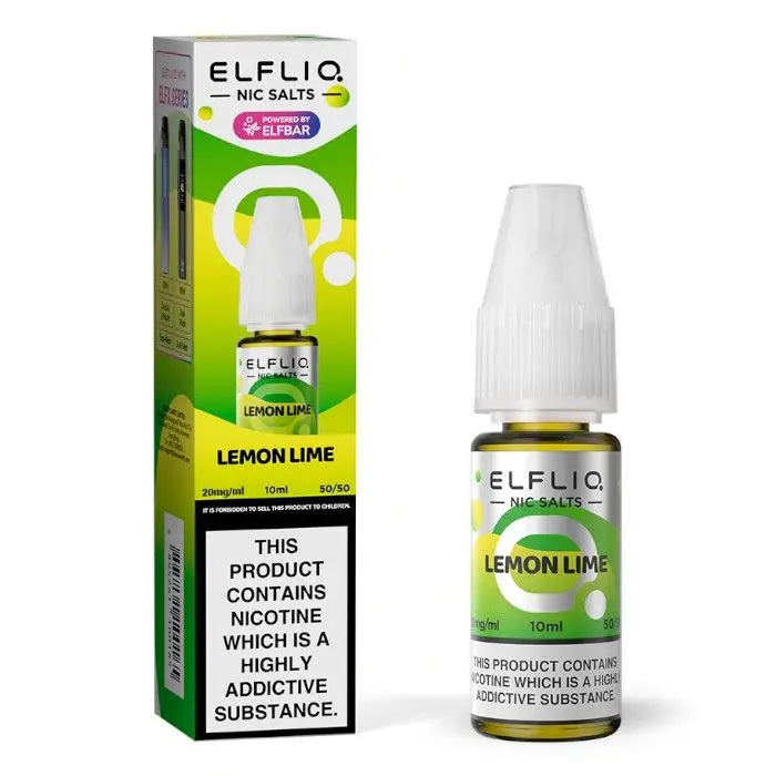 ELFLIQ Lemon Lime 10ml nic salt e-liquid bottle and packaging