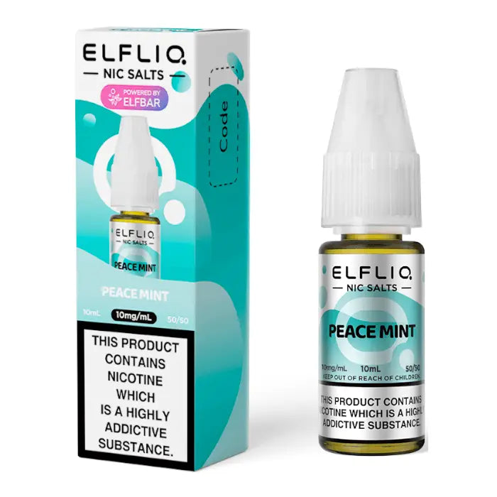 ELFLIQ Peace Mint 10ml nic salt e-liquid bottle and packaging