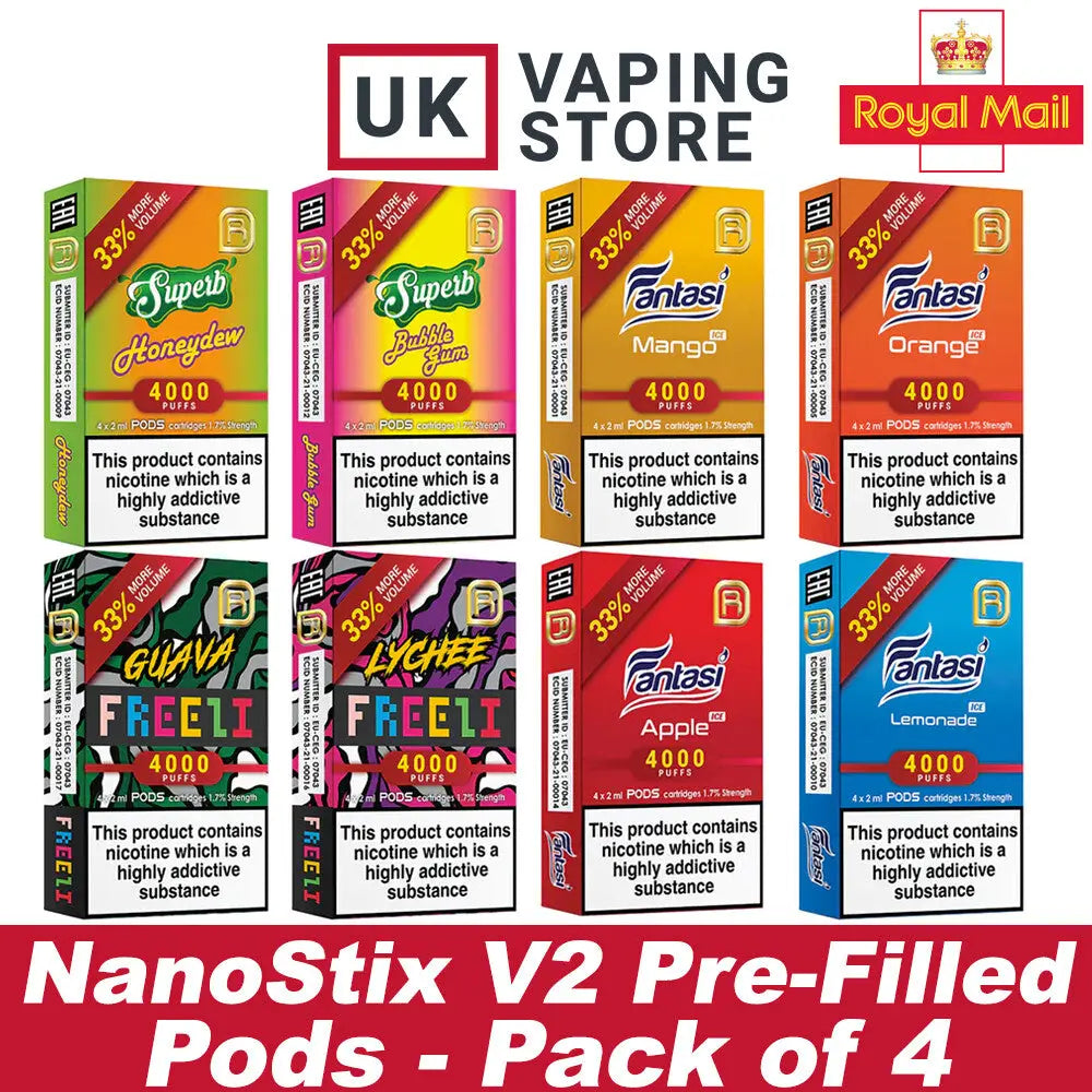 Fantasi NanoStix Mix 4000 Prefilled Pods 17mg (Pack of 4 × 2ml)