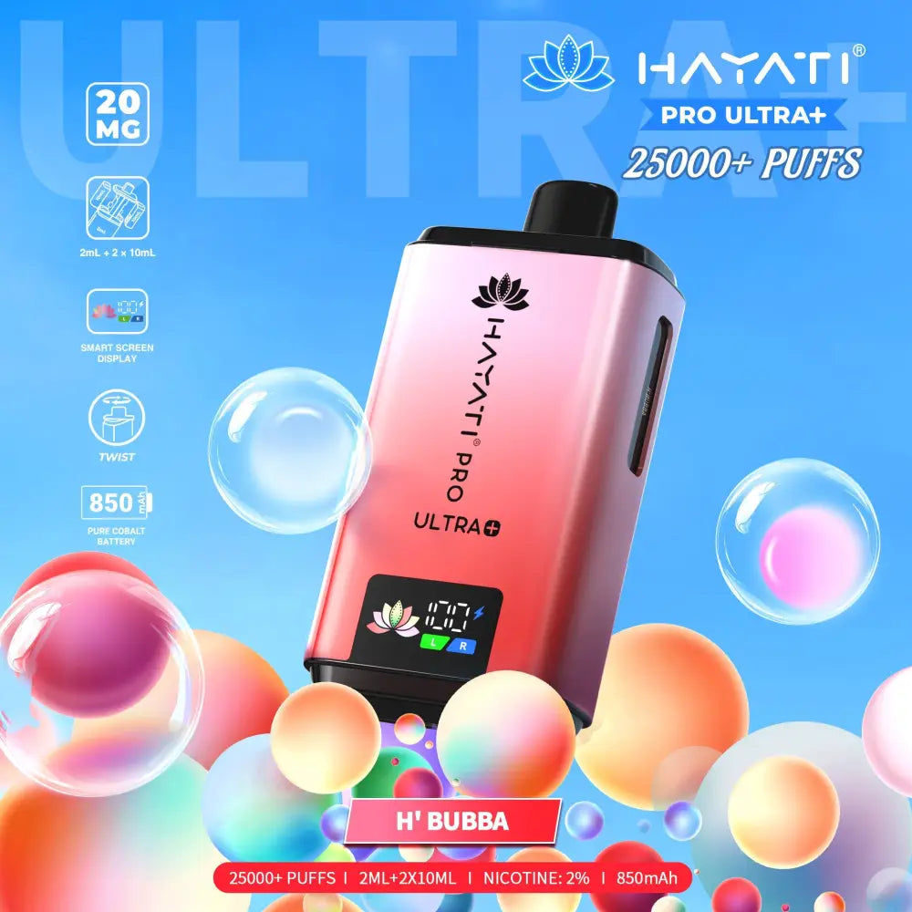 Hayati Pro Ultra Plus 25000 H'Bubba prefilled pod kits 20mg