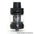 Close-up product shot of the HorizonTech Sakerz Master Tank in a Carbon Black finish, showing its 5ml glass section, top-fill cap, adjustable airflow ring, and metallic grey housing against a neutral background.