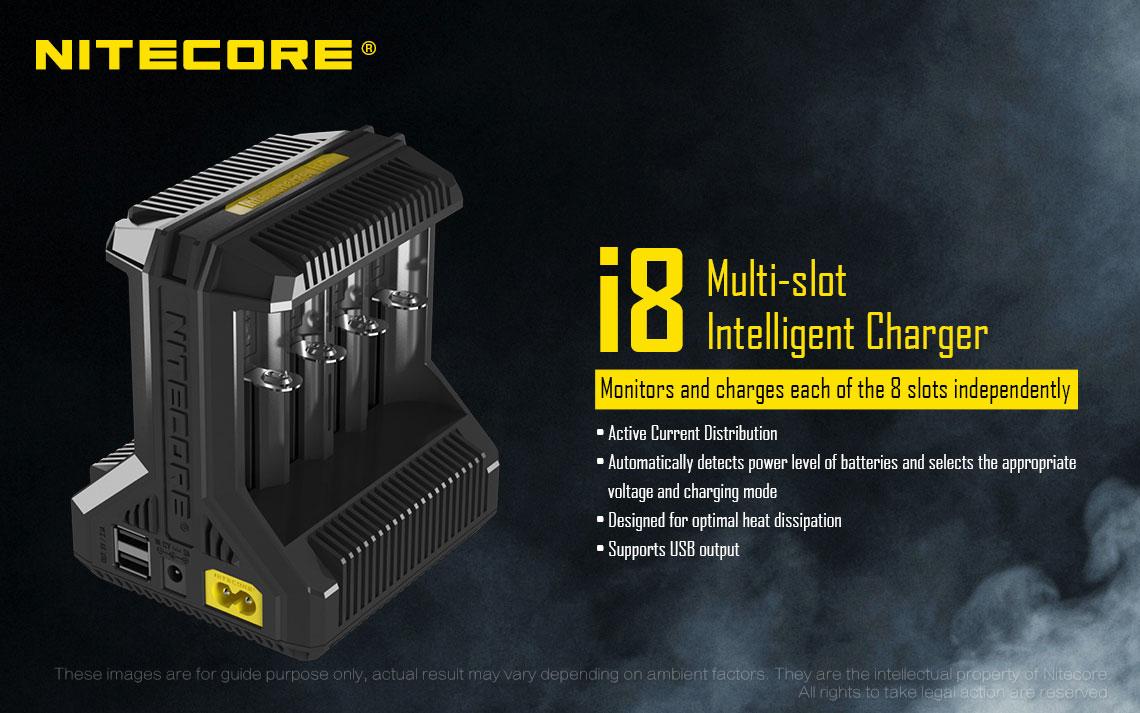 Nitecore i8 intelligent eight-bay 18650 rechargeable battery charger