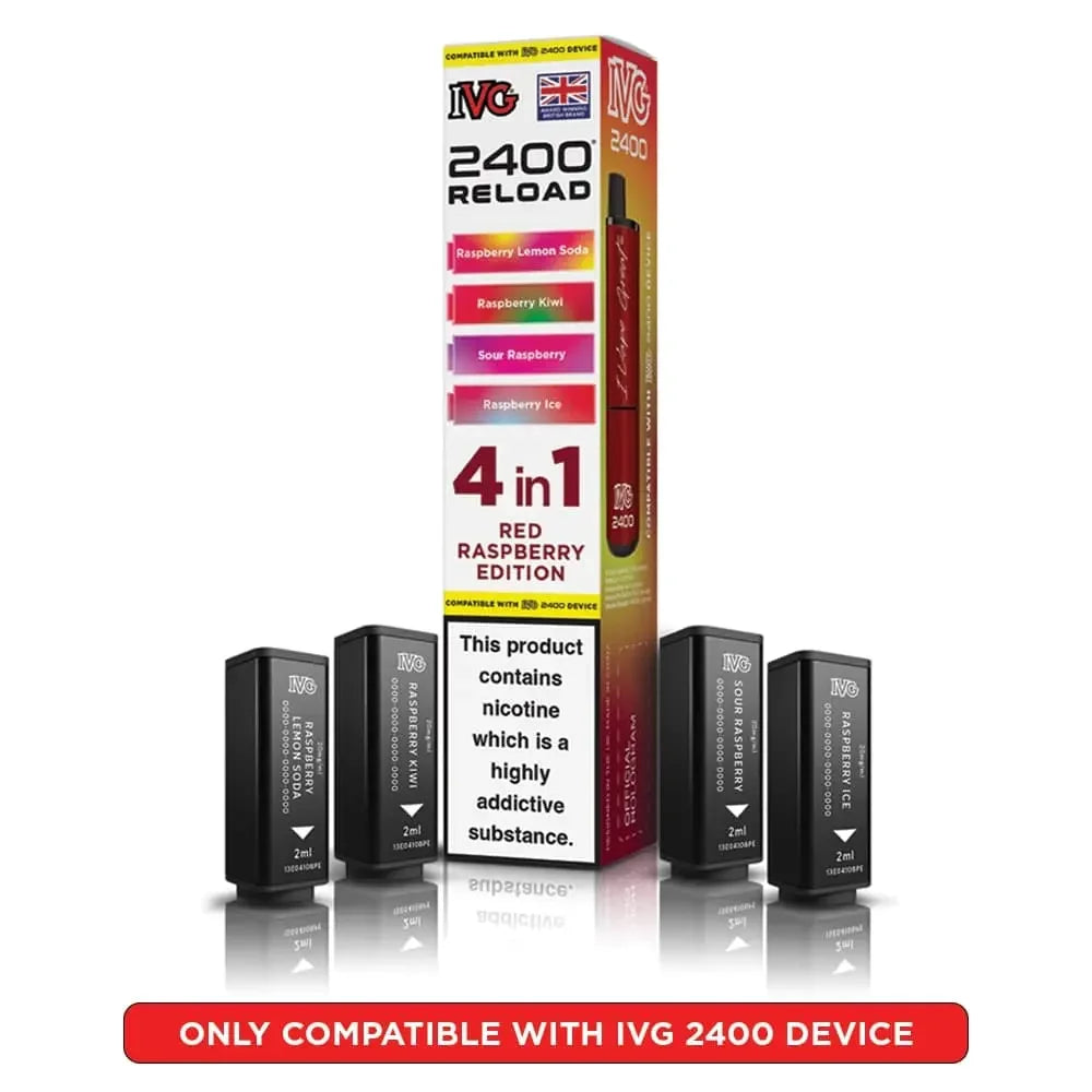 IVG 2400 Reload 4-in-1 replacement pods - Red Raspberry Edition