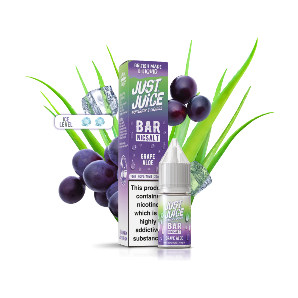 Just Juice Bar Grape Aloe Nic Salt E-Liquid 10ml 🔥 CLEARANCE 6 for £10 🔥