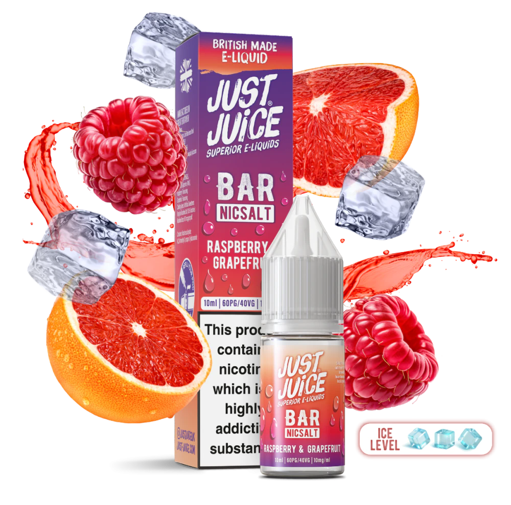 Just Juice Bar Raspberry & Grapefruit Nic Salt E-Liquid 10ml 🔥 CLEARANCE 6 for £10 🔥