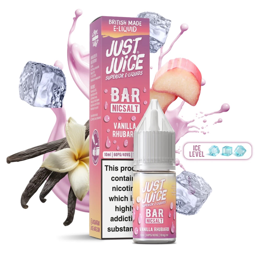 Just Juice Bar Vanilla Rhubarb Nic Salt E-Liquid 10ml 🔥 CLEARANCE 6 for £10 🔥
